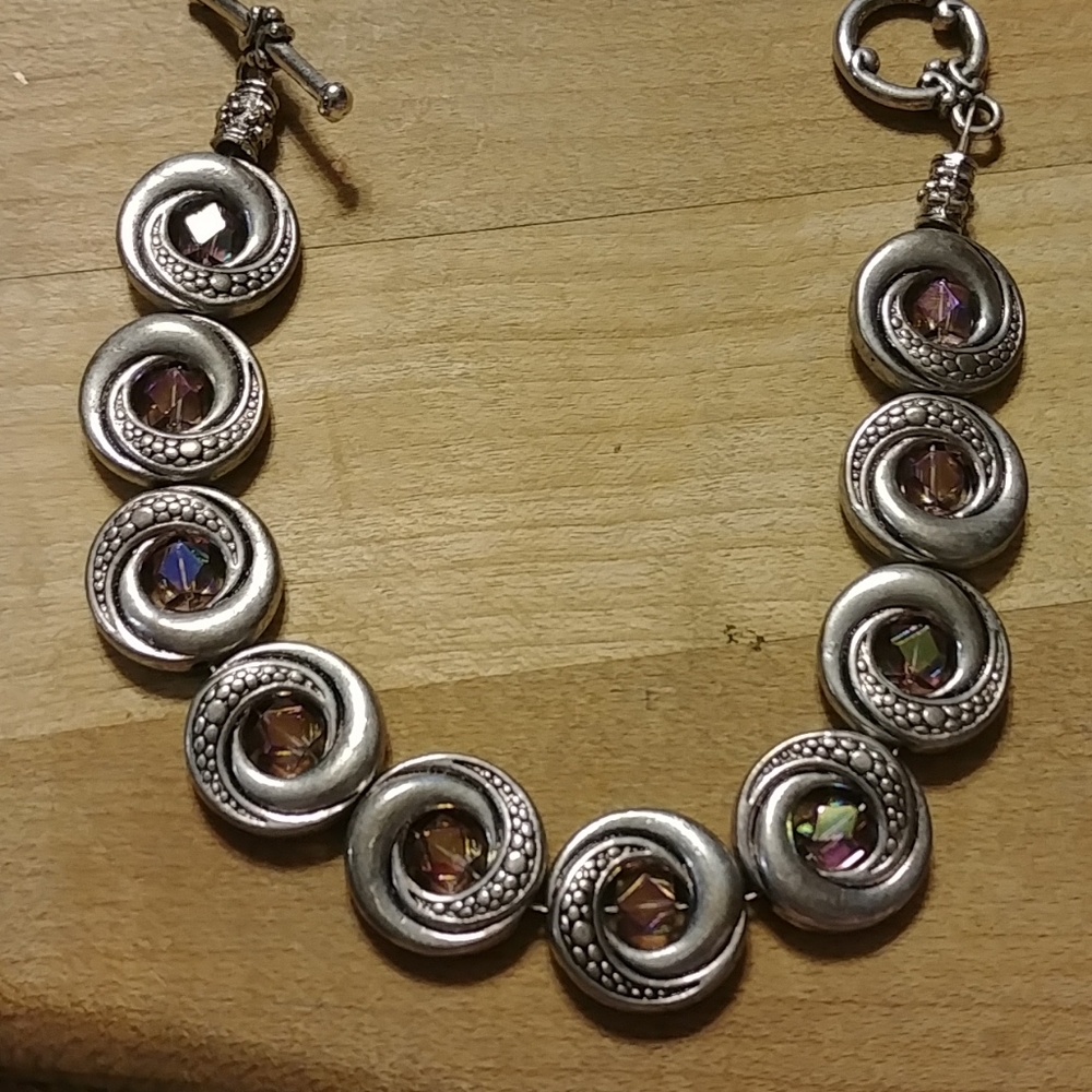 Silver plated 'pinkish' crystal bracelet